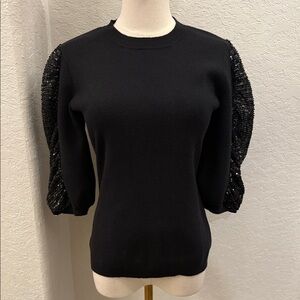 Sachin + Babi Black Top Sequin Puff Sleeve Sweater 🖤✨ Sz small
